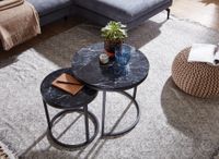 FineBuy Beistelltisch 2er Set Couchtisch Marmor Optik Wohnzimmertisch Rund Tisch – Ansicht 5