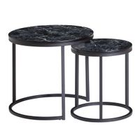 FineBuy Beistelltisch 2er Set Couchtisch Marmor Optik Wohnzimmertisch Rund Tisch – Ansicht 6