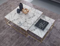 FineBuy Couchtisch 2er Set Marmor Optik Satztisch Modern Metallgestell Sofatisch – Ansicht 4
