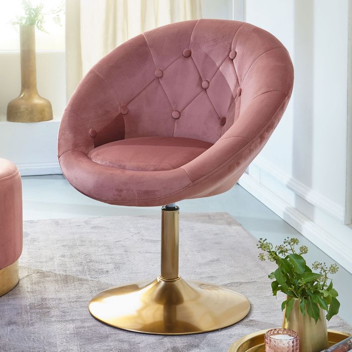 FineBuy Loungesessel Drehstuhl Clubsessel Samt Cocktailsessel Barsessel Sessel