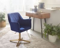 FineBuy Drehstuhl Samt Schreibtischstuhl Schalenstuhl Home Office Drehbar Modern – Ansicht 2