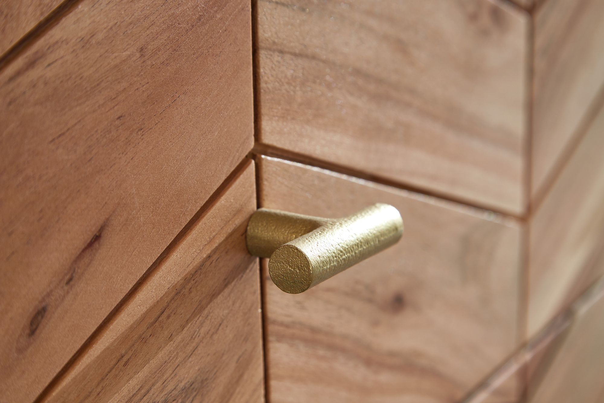 Massivholz Schubladenkommode FineBuy 90cm Akazie Natur Kommode mit 3 Schubladen Sideboard Metall gold | Farbe: Braun Massivholz Schubladenkommode FineBuy 90cm Akazie Natur Kommode mit 3 Schubladen Sideboard Metall gold | Farbe: Braun