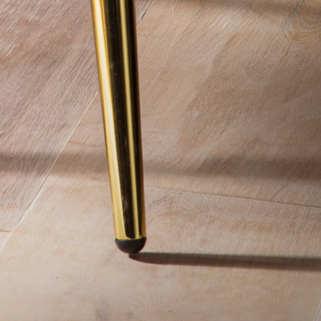 FineBuy Esszimmerstuhl Tulpe Samt Gepolstert, Küchenstuhl mit Goldfarbenen Beinen, Schalenstuhl Skandinavisches Design, Polsterstuhl mit Stoffbezug | Farbe: Weiß