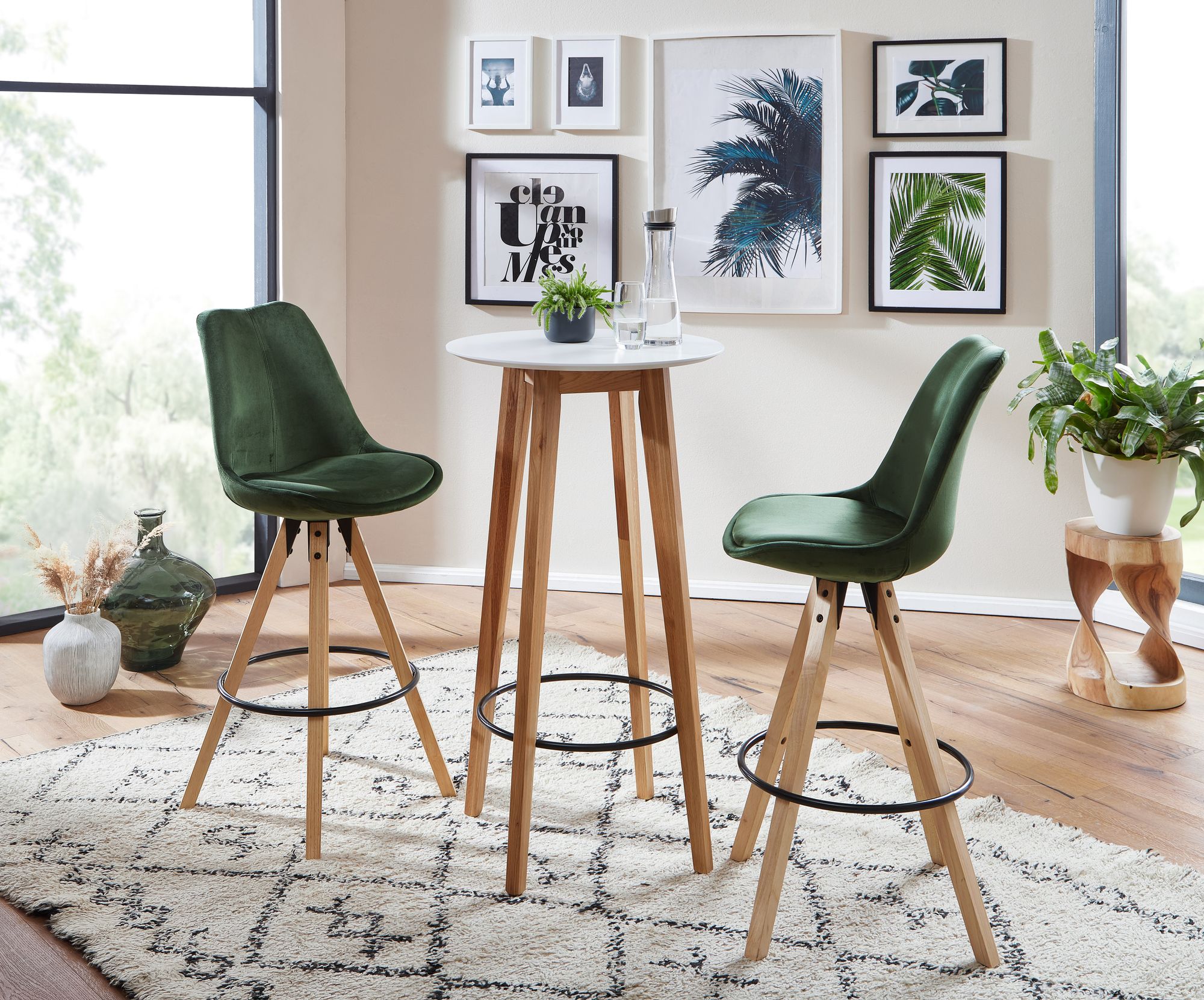 FineBuy Stehtisch 60x110x60 cm Weiß, Bartisch für 4 Personen, Moderner Tisch für Bar, Design Partytisch Holz, Hochtisch Eiche Skandinavisch | Farbe: Weiß