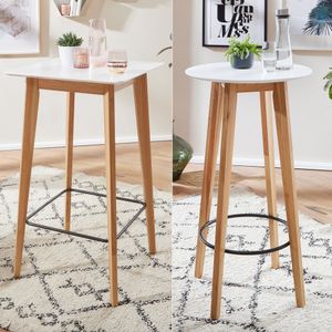 SV61964 FineBuy Stehtisch 60x110x60 cm Weiß, Bartisch für 4 Personen, Moderner Tisch für Bar, Design Partytisch Holz, Hochtisch Eiche Skandinavisch