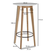 FineBuy Stehtisch 60x110x60cm Weiß Bartisch Skandinavisch Eiche Tisch Partytisch – Ansicht 3