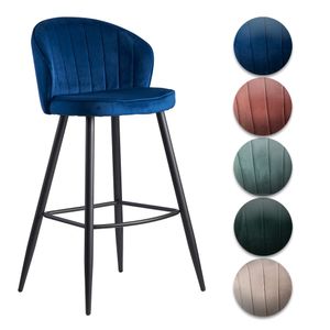 SV62919 FineBuy Barhocker Samt Hocker mit Lehne 56x102,5x52,5 cm, Küchenhocker Skandinavisch Stoff / Metall 110 kg, Design Barstuhl Tresenhocker, Bistrohocker Gepolstert