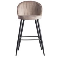 FineBuy Barhocker Samt Barstuhl Design Tresenhocker mit Lehne Stoff Hocker 110kg – Ansicht 1