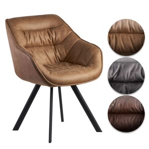 FineBuy Esszimmerstuhl Wildlederoptik Gepolstert, Küchenstuhl mit Schwarzen Beinen, Moderner Schalenstuhl mit Armlehnen, Design Polsterstuhl Stoffbezug