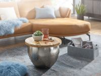 FineBuy Couchtisch Rund Holz Metall Sofatisch Ø 60 cm Tisch Industrial Stauraum – Ansicht 2