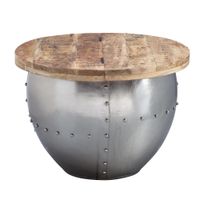FineBuy Couchtisch Rund Holz Metall Sofatisch Ø 60 cm Tisch Industrial Stauraum – Ansicht 6