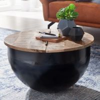 FineBuy Couchtisch Rund Holz Sofatisch Ø 60 cm Tisch Stauraum Wohnzimmertisch – Ansicht 1