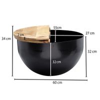 FineBuy Couchtisch Rund Holz Sofatisch Ø 60 cm Tisch Stauraum Wohnzimmertisch – Ansicht 3