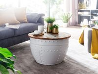 FineBuy Couchtisch Mango Massivholz Ø60cm Wohnzimmertisch Sofatisch Stauraum – Ansicht 2