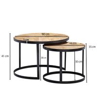 FineBuy Couchtisch 2 teilig Wohnzimmertisch Massivholz Rund Beistelltisch Tisch – Ansicht 3