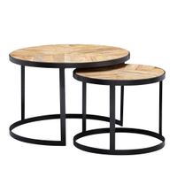 FineBuy Couchtisch 2 teilig Wohnzimmertisch Massivholz Rund Beistelltisch Tisch – Ansicht 6