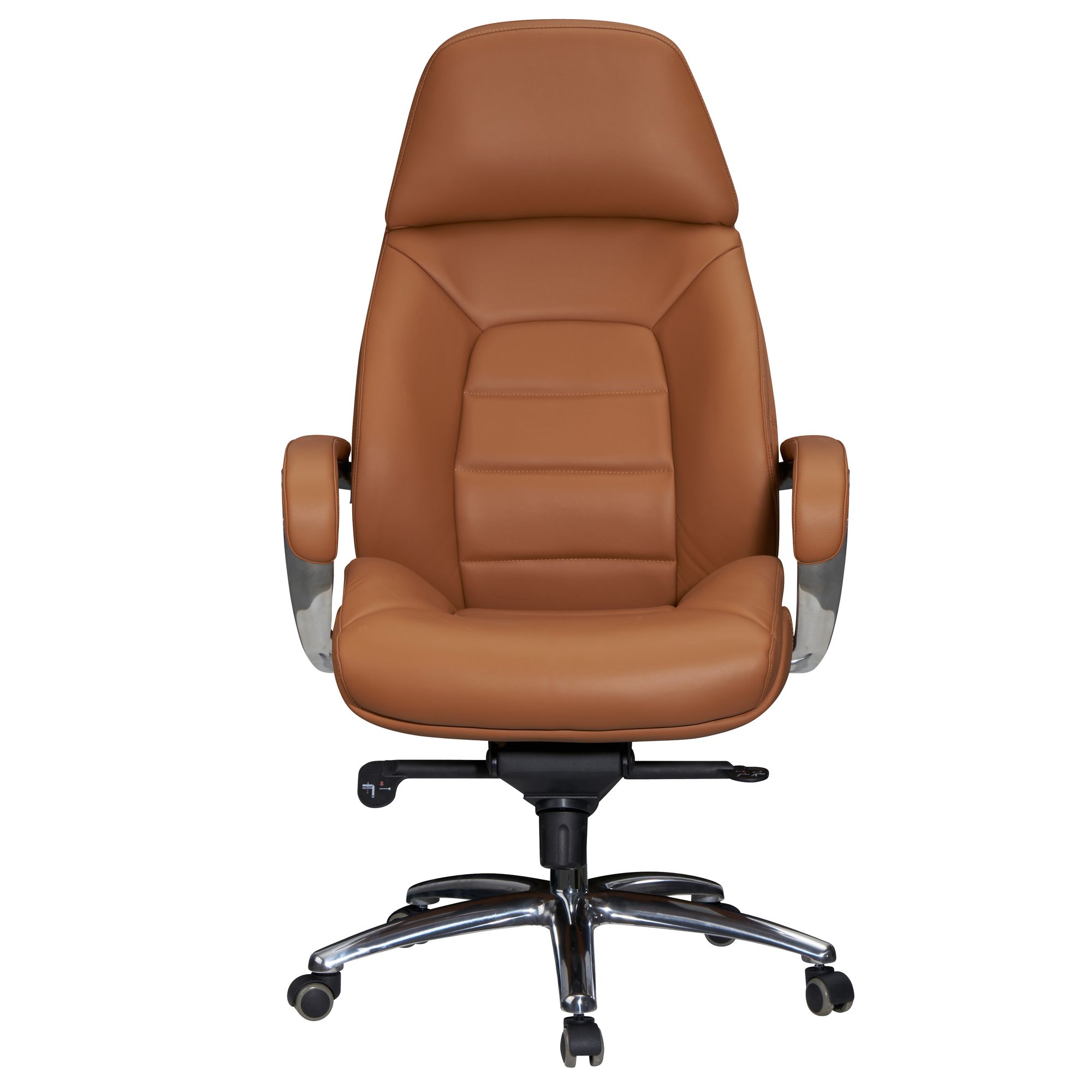 FineBuy Designer Bürostuhl Bezug Echtleder Schreibtischstuhl bis 120 kg, XXL Design Chefsessel höhenverstellbar, Drehstuhl ergonomisch mit Armlehnen & hoher Rückenlehne, Wippfunktion | Farbe: Braun