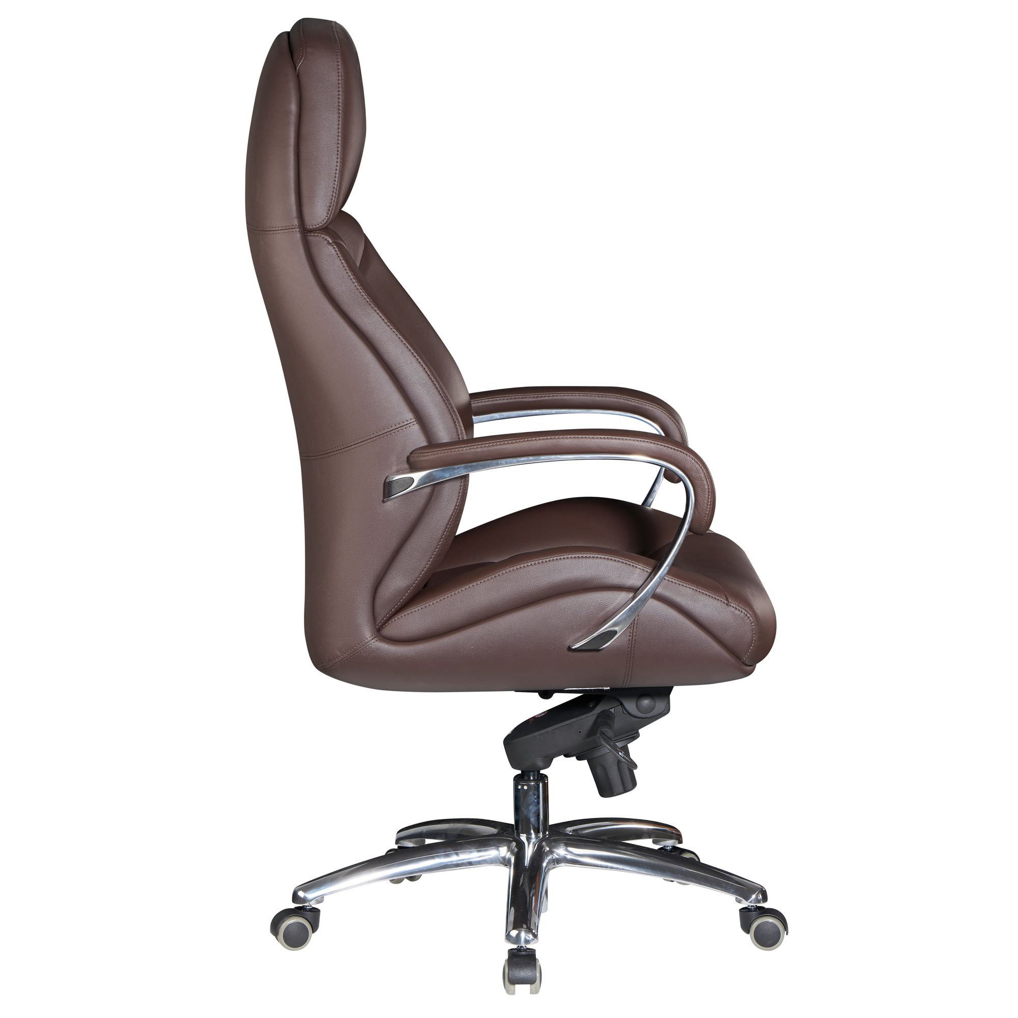 FineBuy Designer Bürostuhl Bezug Echtleder Schreibtischstuhl bis 120 kg, XXL Design Chefsessel höhenverstellbar, Drehstuhl ergonomisch mit Armlehnen & hoher Rückenlehne, Wippfunktion | Farbe: Braun