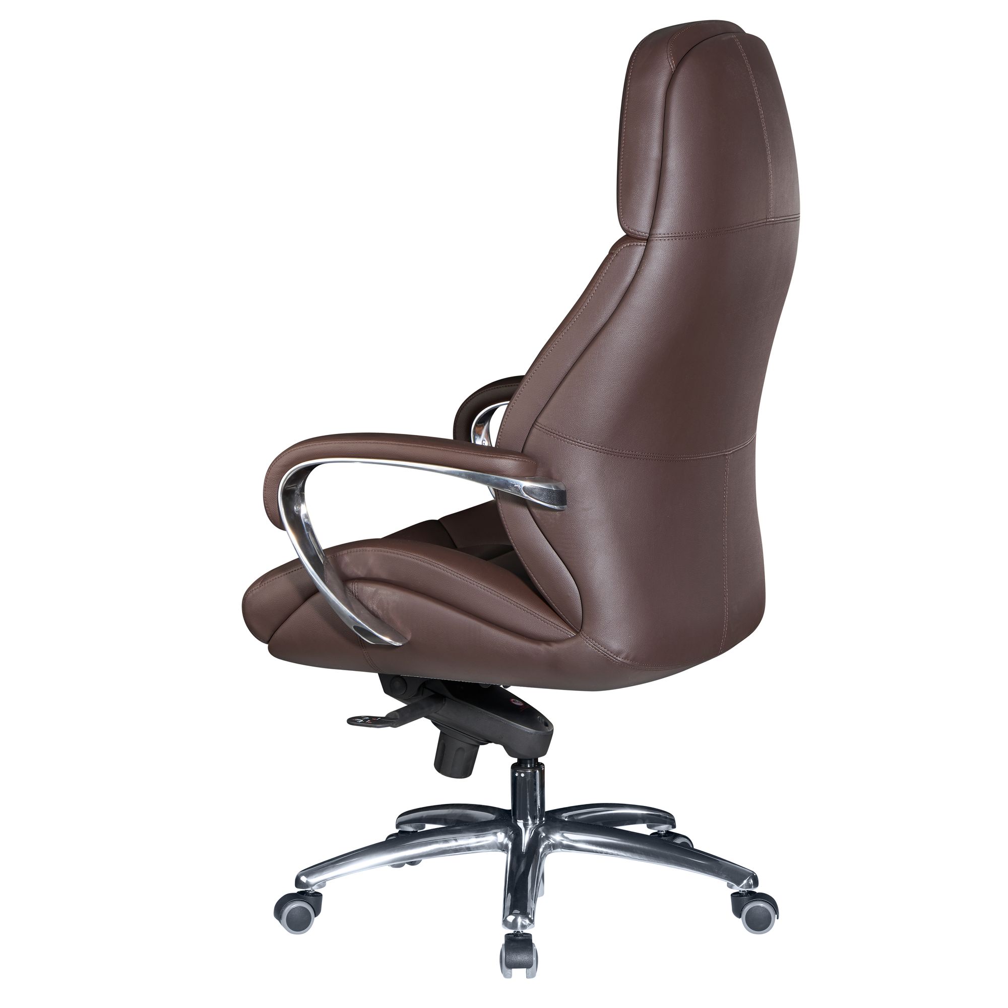 FineBuy Designer Bürostuhl Bezug Echtleder Schreibtischstuhl bis 120 kg, XXL Design Chefsessel höhenverstellbar, Drehstuhl ergonomisch mit Armlehnen & hoher Rückenlehne, Wippfunktion | Farbe: Braun