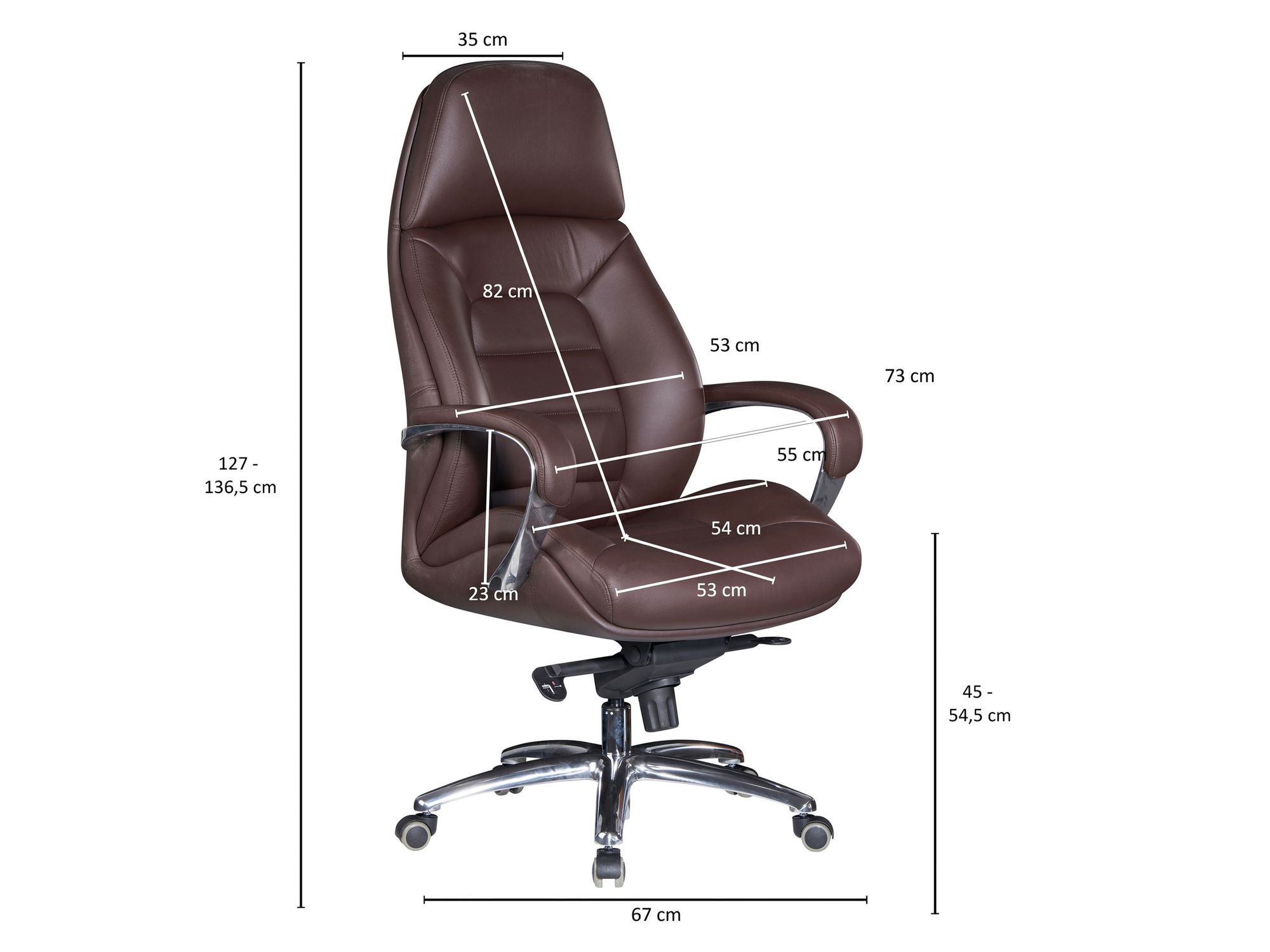 FineBuy Bürostuhl Chefsessel Echtleder Ergonomisch XXL Drehstuhl 120 kg Stuhl – Ansicht 3