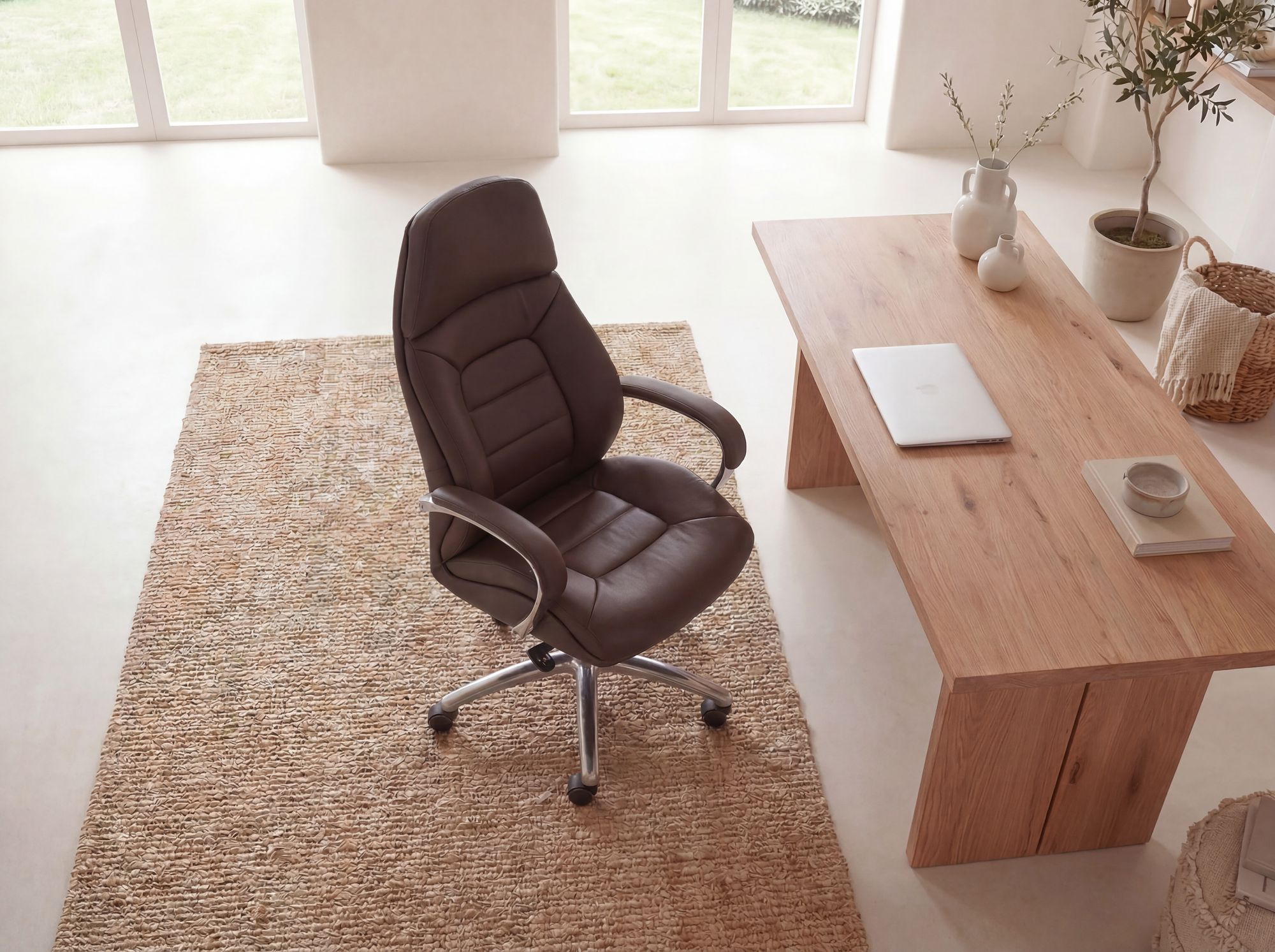 FineBuy Bürostuhl Chefsessel Echtleder Ergonomisch XXL Drehstuhl 120 kg Stuhl – Ansicht 4