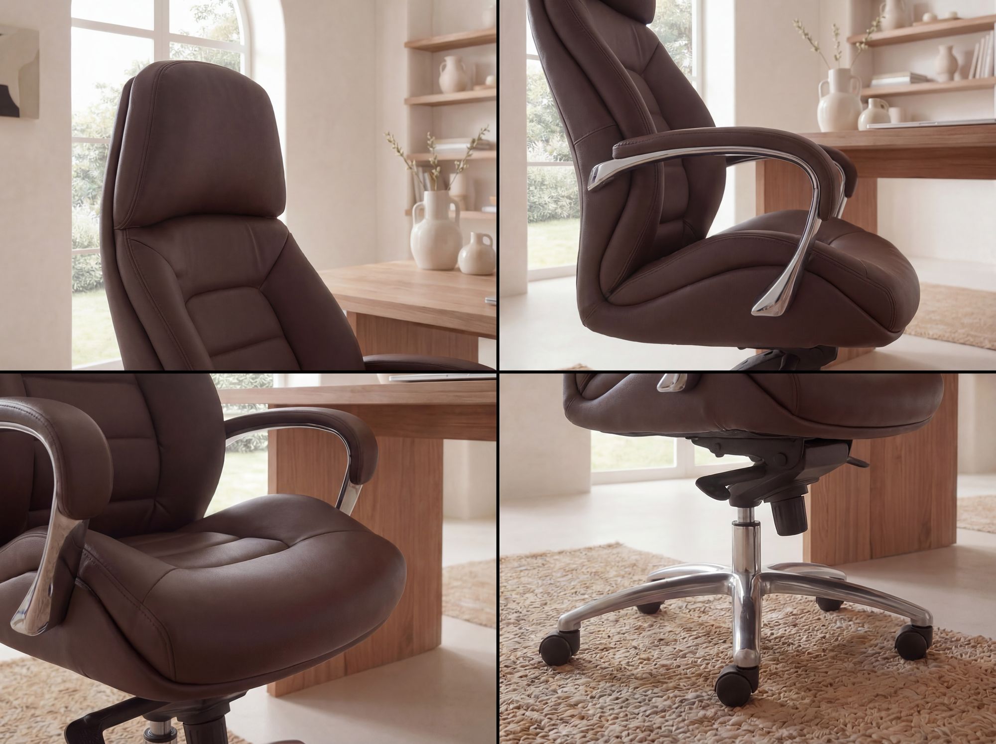 FineBuy Bürostuhl Chefsessel Echtleder Ergonomisch XXL Drehstuhl 120 kg Stuhl – Ansicht 5