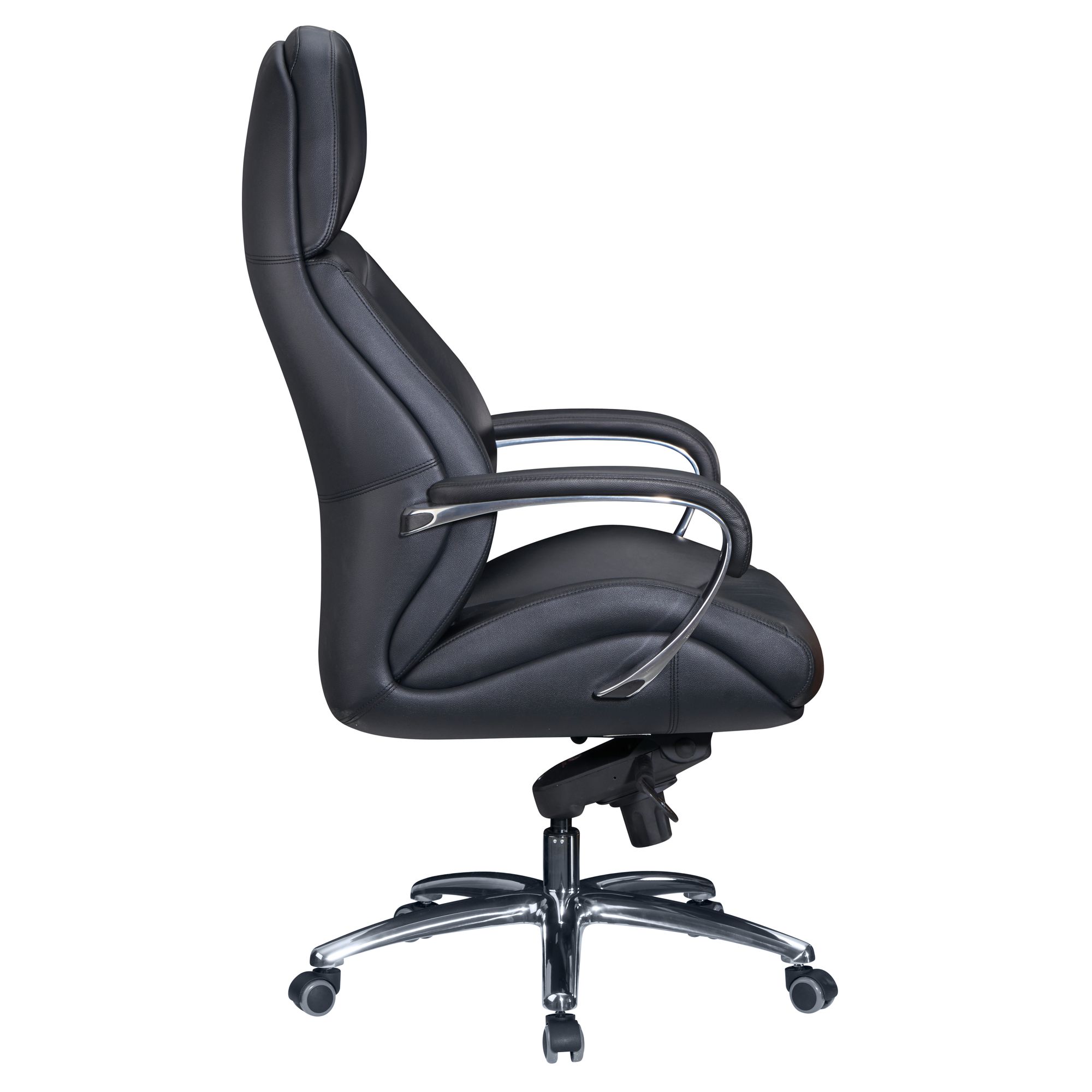 FineBuy Designer Bürostuhl Bezug Echtleder Schreibtischstuhl bis 120 kg, XXL Design Chefsessel höhenverstellbar, Drehstuhl ergonomisch mit Armlehnen & hoher Rückenlehne, Wippfunktion | Farbe: Braun