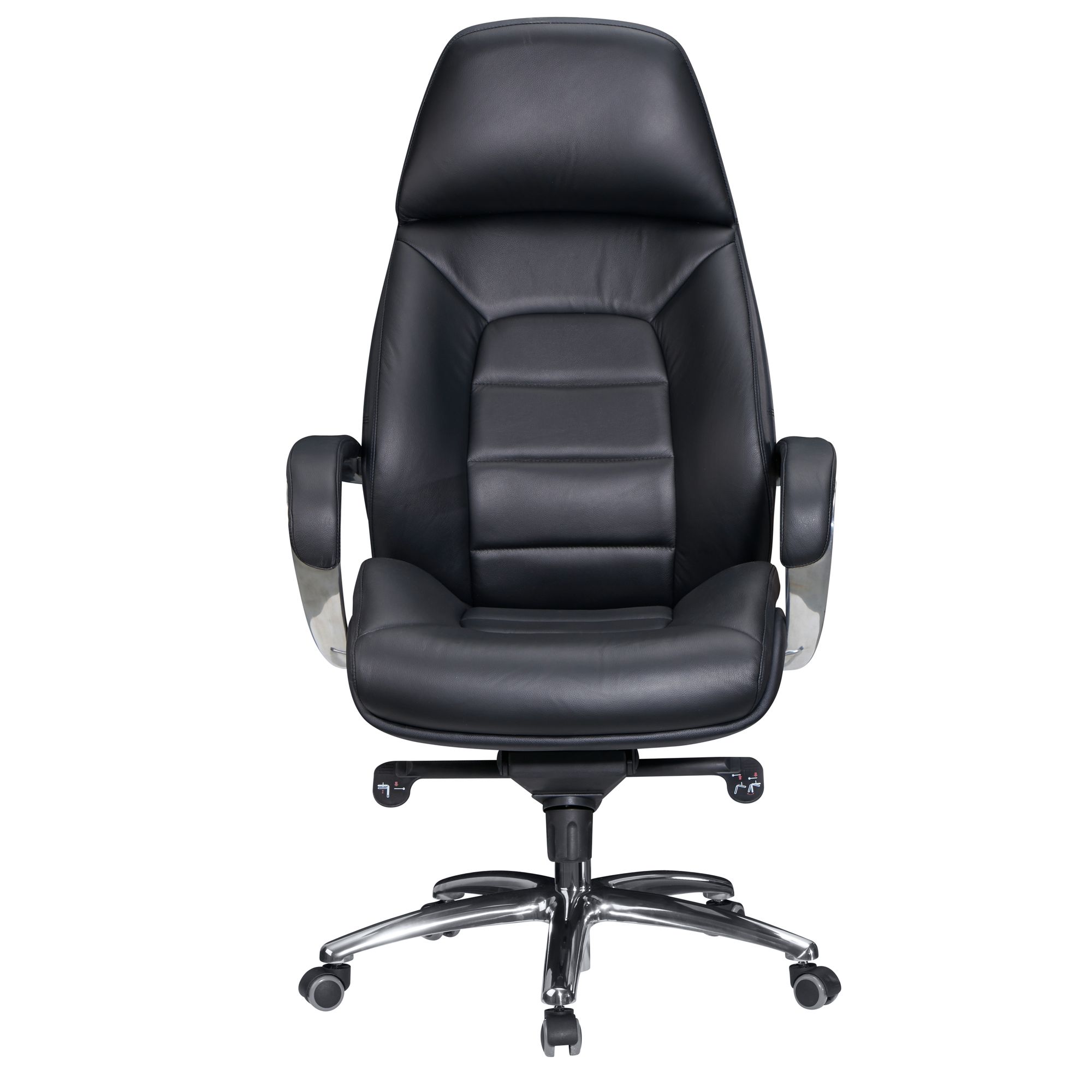 FineBuy Designer Bürostuhl Bezug Echtleder Schreibtischstuhl bis 120 kg, XXL Design Chefsessel höhenverstellbar, Drehstuhl ergonomisch mit Armlehnen & hoher Rückenlehne, Wippfunktion | Farbe: Braun