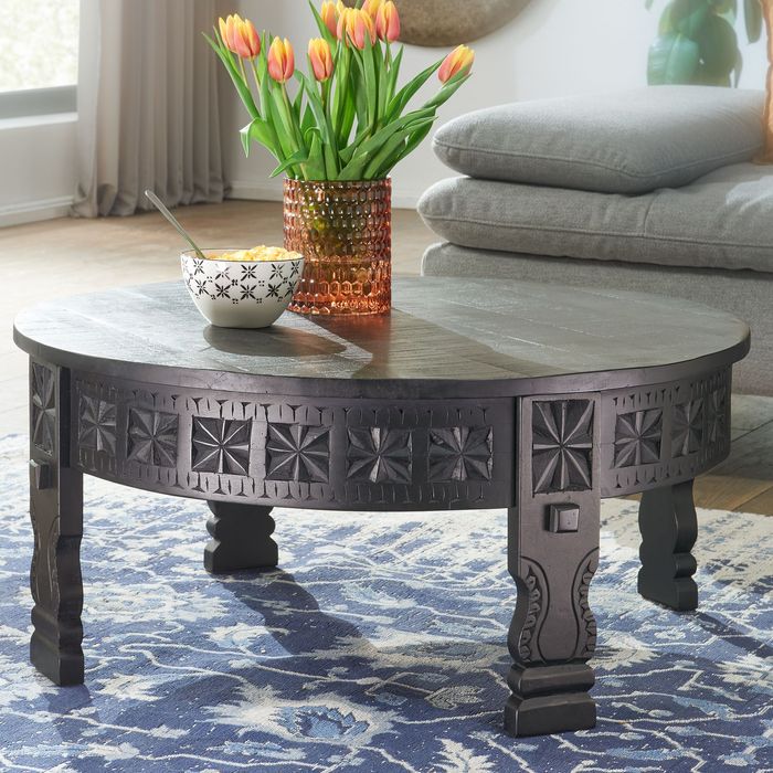 Couchtisch Mango Massivholz rund Wohnzimmertisch orientalischer Boho Design