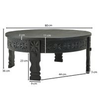 Couchtisch Mango Massivholz rund Wohnzimmertisch orientalischer Boho Design – Ansicht 3