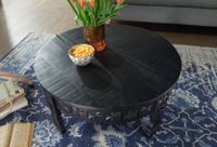 Couchtisch Mango Massivholz rund Wohnzimmertisch orientalischer Boho Design – Ansicht 4