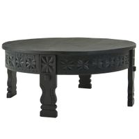 Couchtisch Mango Massivholz rund Wohnzimmertisch orientalischer Boho Design – Ansicht 6