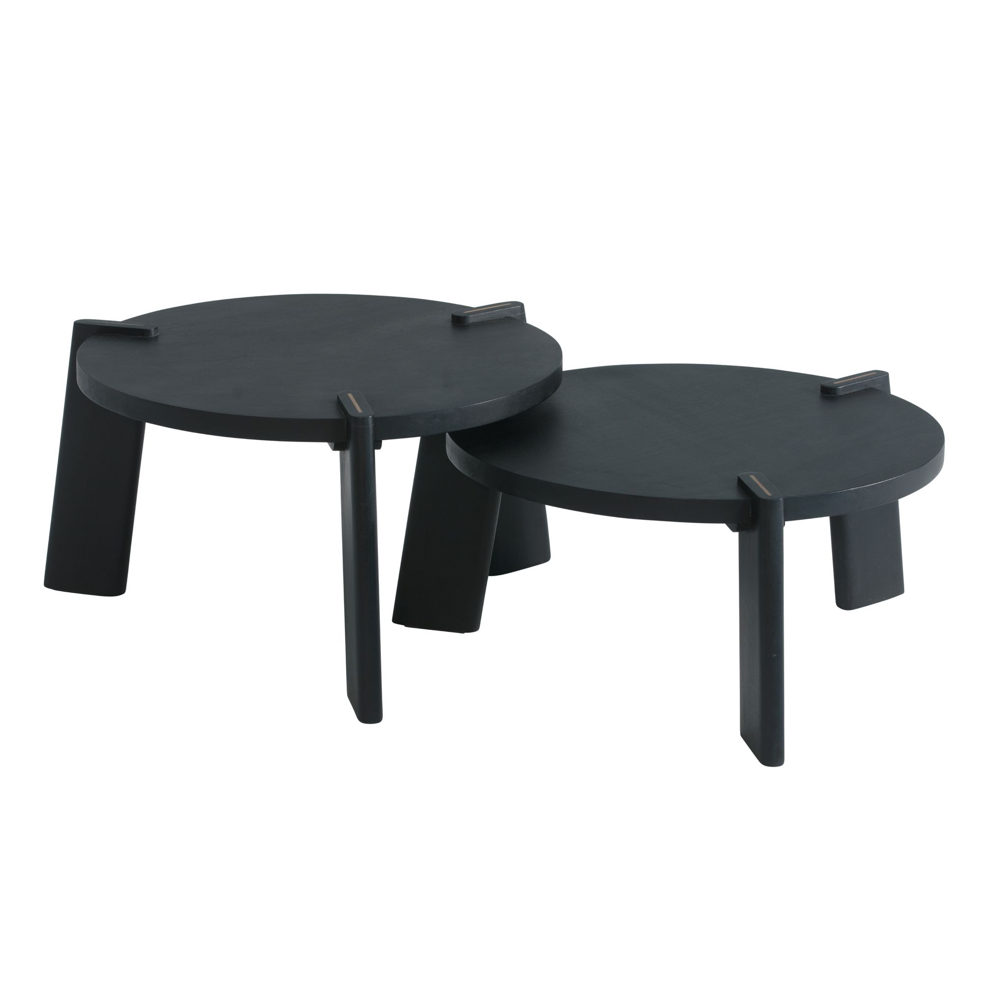 FineBuy Couchtisch Set 2er Mango Massivholz rund Natur · Wohnzimmertisch Beistelltisch im Japandi Design · Handgefertigte Satztische aus Echtholz mit Klarlack | Farbe: Beige