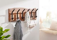 FineBuy Wandgarderobe Holz Metall 100 cm Garderobe Flur Hakenleiste Massivholz – Ansicht 2