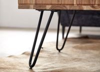 FineBuy Couchtisch quadratisch 60cm Akazie Massivholz Wohnzimmertisch mit Ablage – Ansicht 5