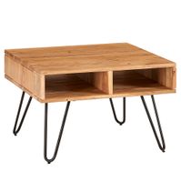 FineBuy Couchtisch quadratisch 60cm Akazie Massivholz Wohnzimmertisch mit Ablage – Ansicht 6