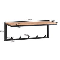 FineBuy Wandgarderobe Holz Metall 70 cm Garderobe mit Ablage Flur Hakenleiste – Ansicht 3