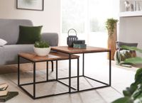 Couchtisch 2er Set Akazie Massivholz quadratisch · Wohnzimmertisch Industrial – Ansicht 2