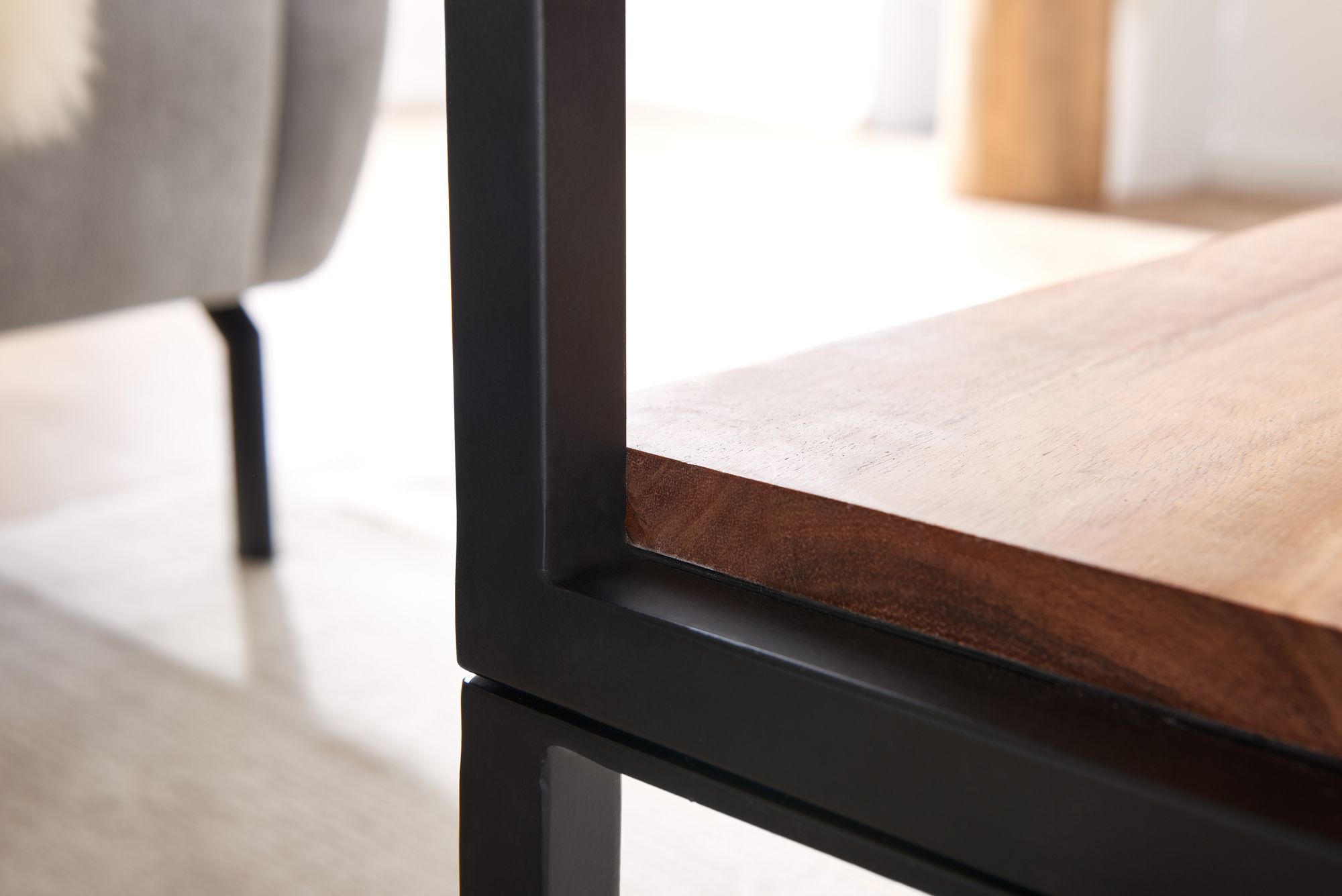 FineBuy Couchtisch 100x60x45 cm Massivholz Metall Sofatisch Wohnzimmertisch Akazie, Stubentisch Industrial mit Stauraum, Holztisch Kaffeetisch Massiv | Farbe: Braun FineBuy Couchtisch 100x60x45 cm Massivholz Metall Sofatisch Wohnzimmertisch Akazie, Stubentisch Industrial mit Stauraum, Holztisch Kaffeetisch Massiv | Farbe: Braun