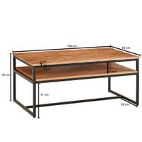 Couchtisch Akazie Massivholz 100cm rechteckig Wohnzimmertisch Ablage Loft Design – Ansicht 3