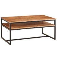 Couchtisch Akazie Massivholz 100cm rechteckig Wohnzimmertisch Ablage Loft Design – Ansicht 6