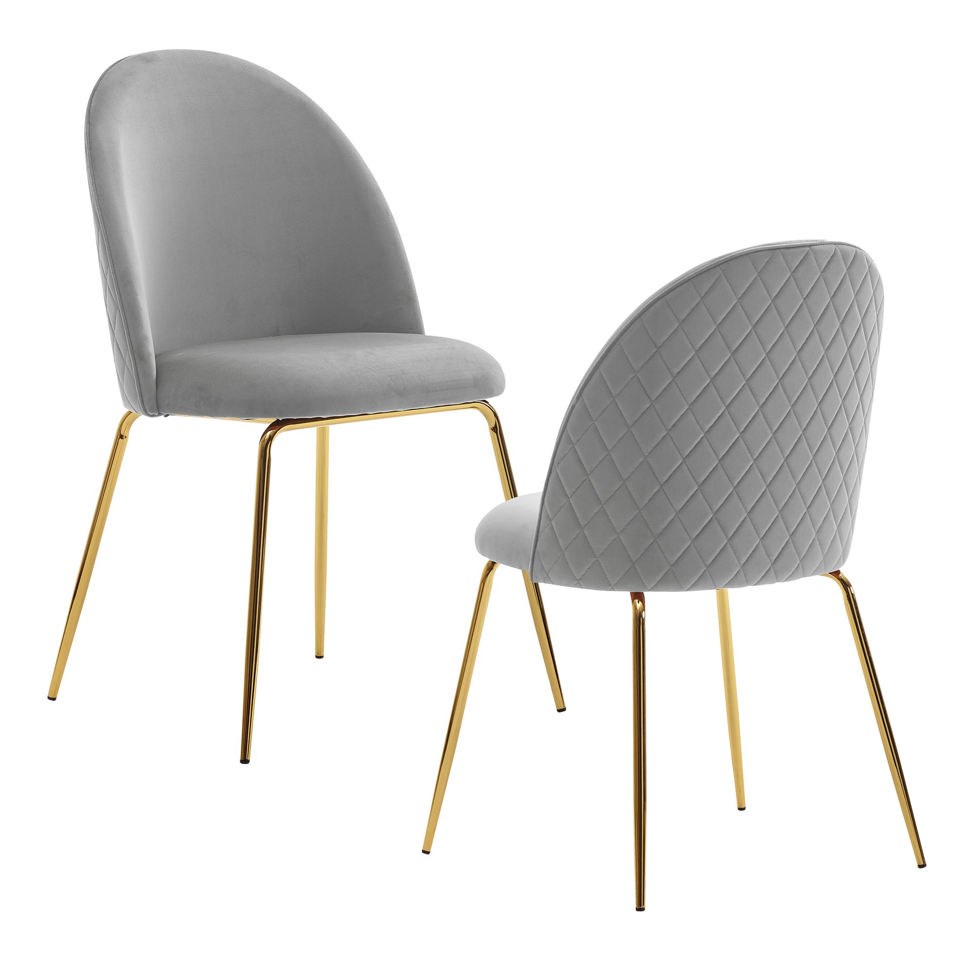 FineBuy Design Esszimmerstühle Samt 2er Set mit Steppung, Moderner Küchenstuhl, Polsterstuhl Esszimmer Skandinavisch, Essstuhl mit goldenen Metall Beinen, Bequeme Küchenstühle gepolstert | Farbe: Beige