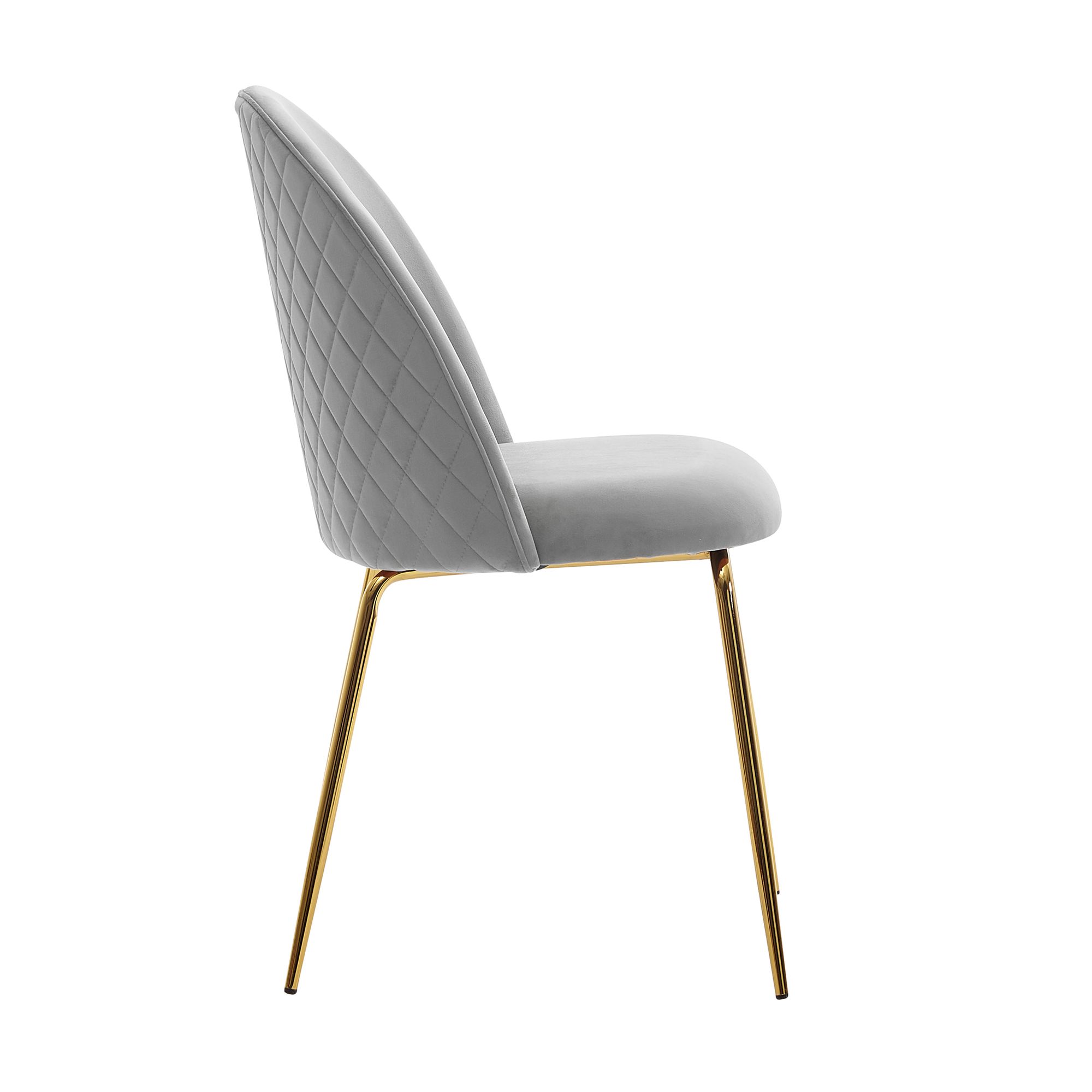 FineBuy Design Esszimmerstühle Samt 2er Set mit Steppung, Moderner Küchenstuhl, Polsterstuhl Esszimmer Skandinavisch, Essstuhl mit goldenen Metall Beinen, Bequeme Küchenstühle gepolstert | Farbe: Beige