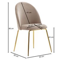 Esszimmerstuhl FineBuy Küchenstuhl 2er Set Samt Goldene Beine Schalenstuhl Stuhl – Ansicht 2