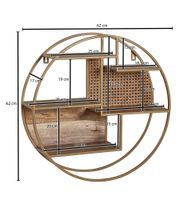 Wandregal FineBuy Hängeregal Holz Metall 62x62x17 cm Regal Rund Wiener Geflecht – Ansicht 3