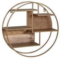 Wandregal FineBuy Hängeregal Holz Metall 62x62x17 cm Regal Rund Wiener Geflecht – Ansicht 6