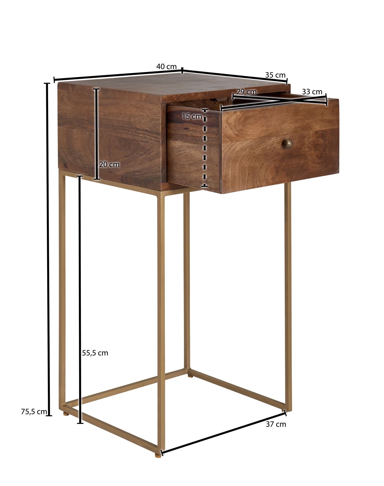 FineBuy Nachttisch Mango Massivholz / Metall 40x75,5x35 cm Nachtschrank Boxspringbett, Design Nachtkonsole mit Schublade, Nachtkommode mit Stauraum | Farbe: Braun FineBuy Nachttisch Mango Massivholz / Metall 40x75,5x35 cm Nachtschrank Boxspringbett, Design Nachtkonsole mit Schublade, Nachtkommode mit Stauraum | Farbe: Braun