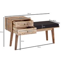 Sitzbank gepolstert 120cm Massivholz Stoff Schublade Garderobenbank Flurbank – Ansicht 3