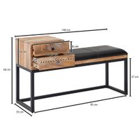 Sitzbank FineBuy Flurbank Echtleder Holz Massiv 100 cm Polsterbank Stauraum Bank – Ansicht 3