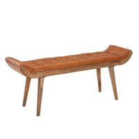 Sitzbank FineBuy Flurbank Chesterfield Echtleder Polsterbank 125x50x38 cm Bank – Ansicht 6